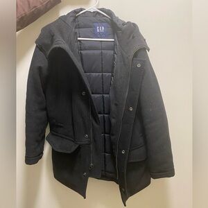 Gap Wool Blend Hooded Men's Coat, Multi-Pocket, Small